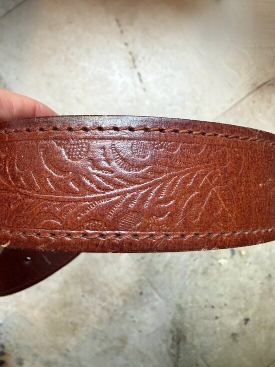 Vintage Western Leather Belt Silver Concho Tooled Brown Cowboy Size 40 main image 9